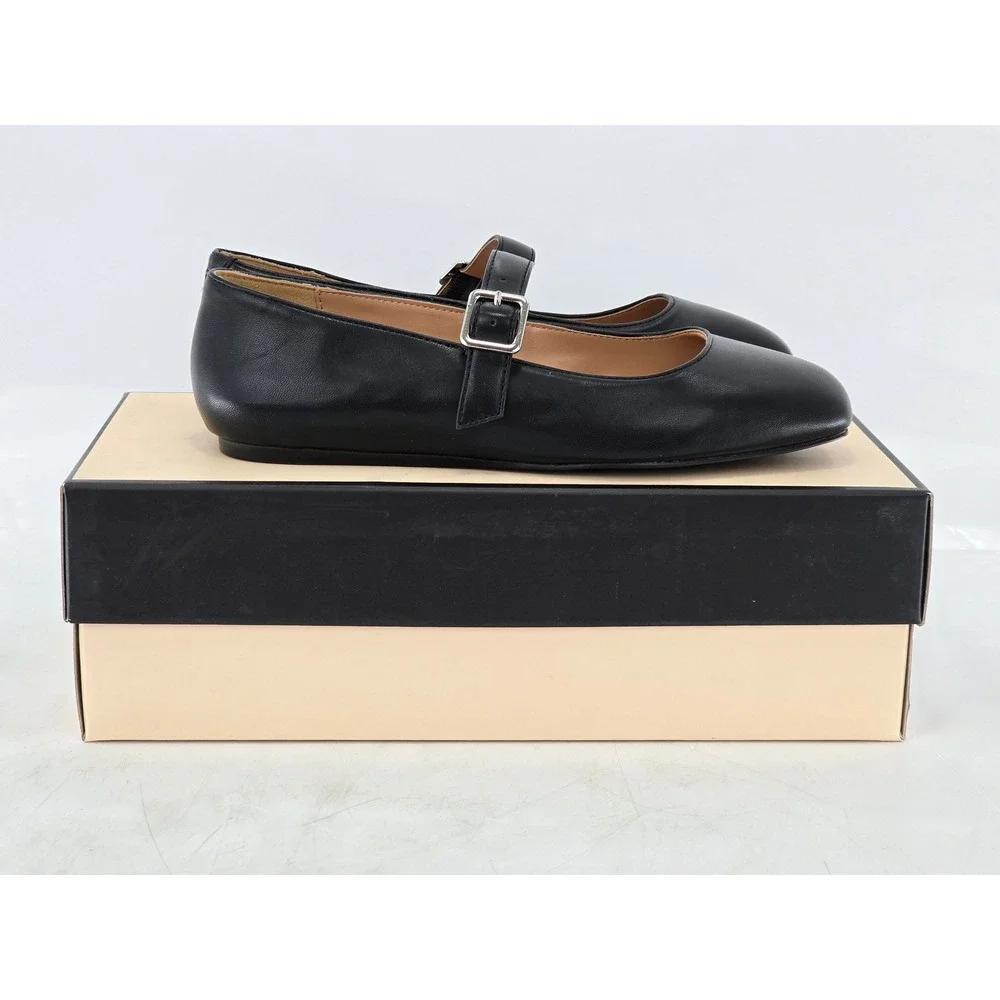 BCBGeneration Harpin Mary Jane Flats Womens 5.5 Black Square Toe Buckle - Exc